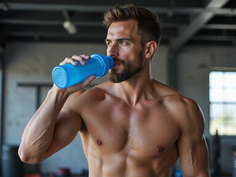 Athlete drinking water after a workout, focusing on sports nutrition