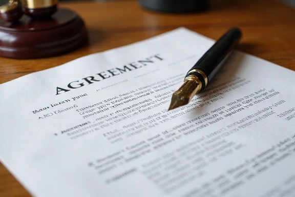 Legal document with a pen, symbolizing terms of service agreement